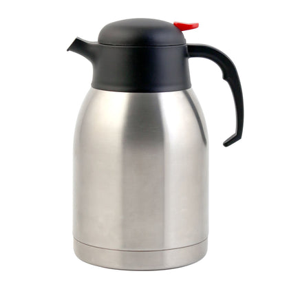 2.1L stainless steel carafe with thumb lever, double-wall insulation, and odor-resistant liner—durable and easy to clean, ideal for commercial beverage service, packed 8 each per case