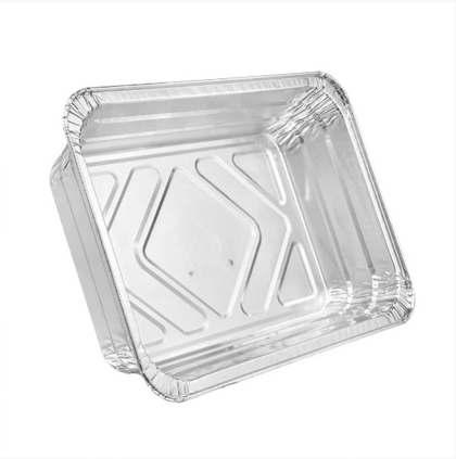 2.25lb aluminum oblong pan with foil lid for baking casseroles, desserts, and savory dishes, featuring even heat distribution, secure lid for freshness, and durable, lightweight design