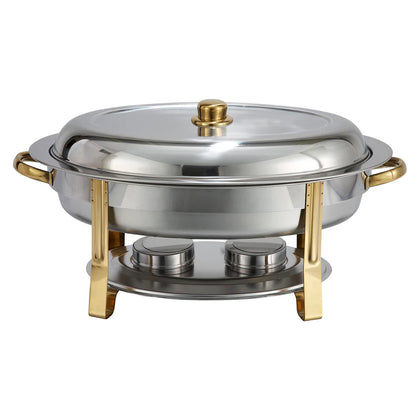 202 - Malibu 6qt Oval Chafer, S/S, Gold Accent