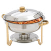 203 - Malibu 4qt Round Chafer, Stainless Steel, Gold Accent