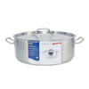 20QT stainless steel brazier with lid featuring heavy-duty construction, excellent heat distribution, and large capacity—durable and easy to clean, ideal for commercial kitchens and catering, packed 4 set per case