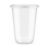 Clear Plastic Disposable U-Shaped Drinking Cups with Flat Lids