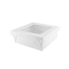 white bakery box with transparent PET window elegant packaging 5.5x5.45x2 durable sturdy cookies pastries compact biodegradable