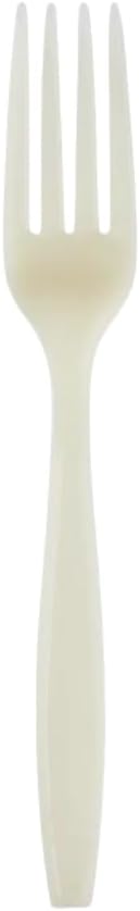 Beige Bio Based Heavy Weight Individually Wrapped Disposable Forks