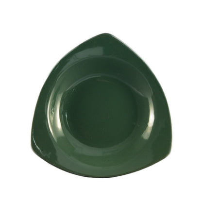22oz 10 1/2” Triangular Pasta Bowl – Green ceramic bowl for pasta, salads, and entrees. Modern triangular design with microwave, oven, and dishwasher-safe for easy use and maintenance.
