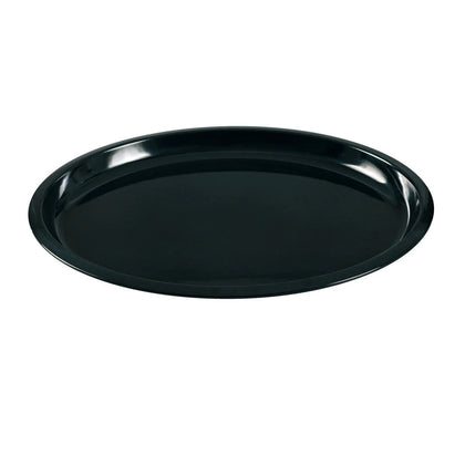 This Turkey Platter is a durable and stylish serving solution, perfect for restaurants, catering events, and buffets. This deep round platter provides ample space for serving turkey, vegetables, and appetizers. Made from high-quality melamine, the sleek black finish of the Rome Black collection adds a touch of sophistication to any dining setting allowing you to elevate your dining experience with these high quality affordable restaurant dinnerware.