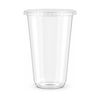 Clear Plastic Disposable U-Shaped Drinking Cups with Flat Lids