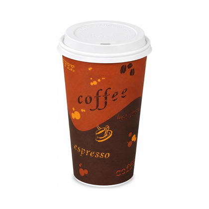 24oz Disposable Coffee Hot Paper Cups with White Sipper Dome Lids