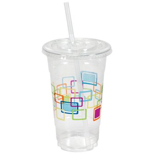 24oz Deco Cup with Lid & Straw, stylish reusable drink cup for smoothies, iced coffee, soda, and infused water. BPA-free, spill-proof design, lightweight, and ideal for travel or everyday use.