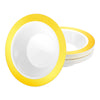 Magnificence 14 oz. Gold Bowl – Premium, BPA-free plastic bowl perfect for soups, salads, and desserts. Elegant gold finish, durable, reusable, and recyclable for weddings, parties, or everyday use.