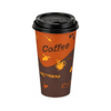 24oz Brown Disposable Coffee Hot Paper Cups with Black Dome Lids