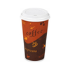 24oz Brown Disposable Coffee Hot Paper Cups with White Dome Lids