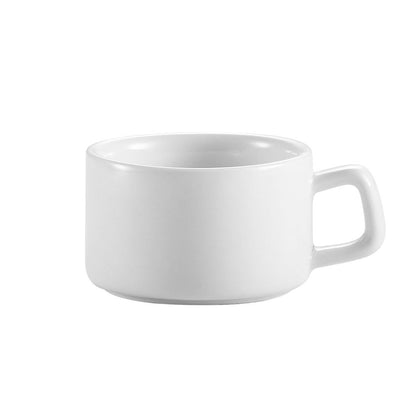 2 3/8-inch Cup A.D., 2.5oz espresso cup, chip-resistant, microwave-safe, dishwasher-safe, sleek white design, perfect for espresso shots, cappuccinos, and small drinks.