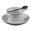 2oz espresso cup and saucer set with spoon, ideal for coffee, macchiato, and ristretto. Elegant, heat-resistant, durable, and easy to clean. Perfect for home, cafes, and restaurants.