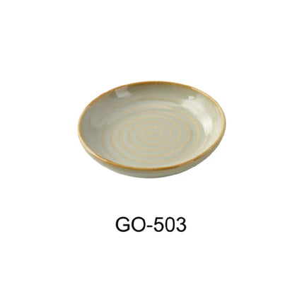 This sauce dish is suitable for sauces, condiments, or garnishes. Its durable porcelain construction ensures resistance to thermal and mechanical stress, while being microwave and dishwasher safe. Featuring an earthy tone with a golden rim, this sauce dish complements various tableware styles, making it ideal for restaurants, catering operations, and institutional kitchens seeking reliable, elegant dinnerware that supports HACCP protocols and efficient workflow management.