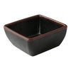 Square Sauce Dish is made from high-quality melamine, this server is both durable and lightweight. Its round shape and break-resistant nature make it suitable for frequent use in commercial dining environments. The black color with a speckled finish and brown rim adds a sophisticated touch to the presentation of sauces and condiments. Elevate your dining experience with these high quality affordable restaurant dinnerware.