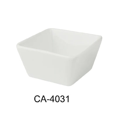 This Cambria Sauce Dish features a porcelain material with a solid aluminum base, ensuring robust durability against commercial restaurant kitchen wear. It is designed to withstand microwave and dishwasher cycles, facilitating quick reheating and effortless cleaning. Its compact size supports efficient stacking and storage. The dish's precise dimensions are optimized for portion control and presentation allowing you to enhance your dining experience.