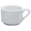 This stackable porcelain cup combines classic elegance with practical design. Its super white finish adds a clean, sophisticated touch to any setting, while the stackable feature saves space in busy cafes, restaurants, or your home. Made from eco-friendly materials and dishwasher safe, it offers convenience without compromising sustainability. This drinkware has 3.25 inches in diameter and ideal for serving your favorite hot or cold beverages with style and ease.