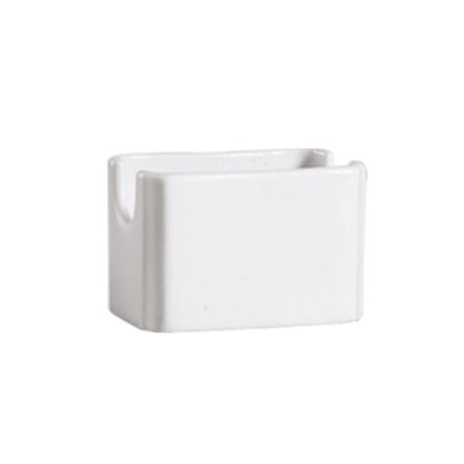 3.25” porcelain sugar packet holder, bone white organizer for sweeteners & condiments. Perfect for cafés, restaurants & home kitchens. Durable, easy to clean & dishwasher safe.