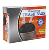 30-gallon drawstring trash bags, 45 bags per pack, puncture-resistant with secure closure for mess-free waste collection and disposal at home, offices, and events.