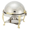 308A Vintage 6 Quart Stainless Steel Round Chafer w/ Gold Accent