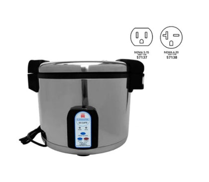 30-cup Rice Master electric rice cooker and warmer, 120V, designed for efficient rice cooking and keeping rice warm in large batches.



