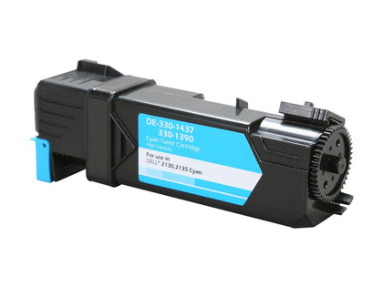 Toner Cartridge T107C / 330-1437 / 330-1390 cyan for Dell 2130cn and 2135cn printers, high-yield 2,500 pages, reliable replacement toner.