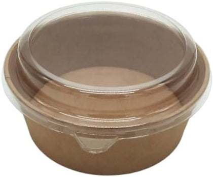 EcoQuality kraft paper bowl with clear PET lid disposable 45oz 150mm