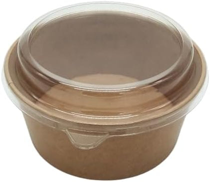 EcoQuality kraft paper bowl with clear PET lid disposable 52oz 150mm