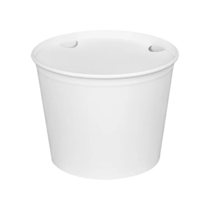 85oz White Disposable Paper Food Buckets with Lids