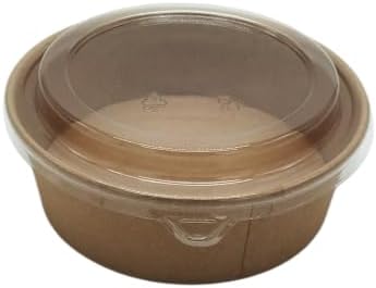 EcoQuality kraft paper bowl with clear PET lid disposable 16oz 150mm