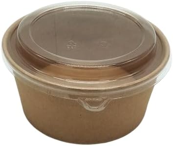 EcoQuality kraft paper bowl with clear PET lid disposable 32oz 150mm