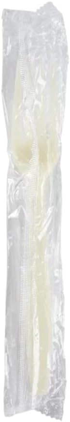 Beige Bio Based Heavy Weight Individually Wrapped Disposable Forks