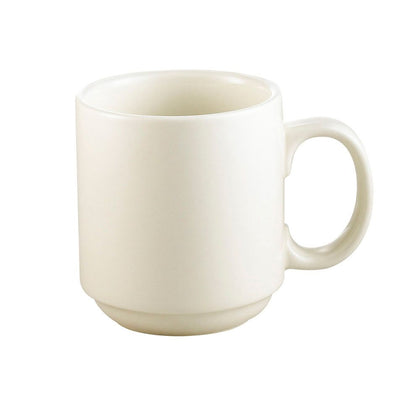 3 1/4-inch Prime straight stacking mug AW, 10oz ceramic coffee mug, chip-resistant, microwave-safe, dishwasher-safe, sleek design, perfect for coffee, tea, and hot beverages.