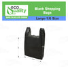 Large 1/6 Plastic Black T-Shirt Bags 11x12 inches, 13 Micron Reusable Recyclable Poly Shopping Bags