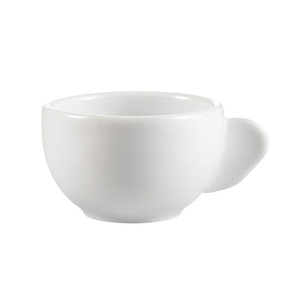 3oz Cup with Ear Handle 2 3/4” made from chip-resistant porcelain. Perfect for espresso, tastings, sauces & condiments. Microwave & dishwasher-safe with an ear handle for a comfortable grip.