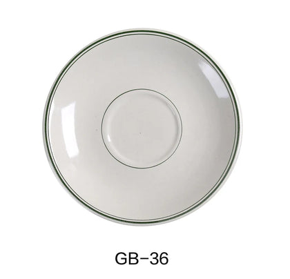 This saucer is crafted from high-quality porcelain, this saucer is both durable and versatile, making it an excellent addition to any dining setting, protecting surfaces from spills and offering space for small bites. This saucer measures 6.13 inches in diameter suitable for restaurants, cafes and home use. High quality and affordable EcoQuality dinnerware.