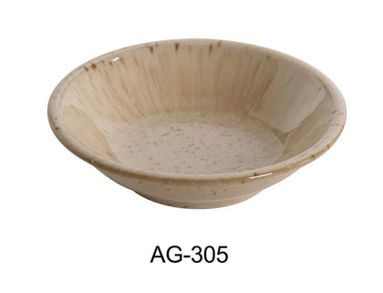 This Agate Fruit Bowl offers a unique design that is both affordable and strong. This bowl is ideal for serving individual portions of fruit, condiments, or small side dishes suitable for restaurant, cafes, and home use. Crafted from high-quality, color-glazed porcelain in a versatile beige, it offers both aesthetic appeal and long-lasting utility. High quality and affordable dinnerware.