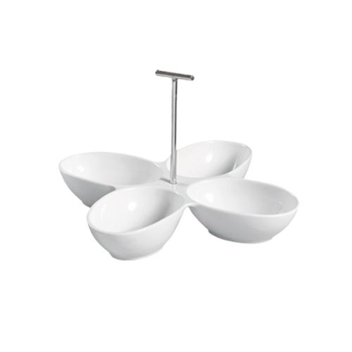 4-Compartment Leaf Shape Bowl with Metal Handle 8.5oz x4 13 1/2