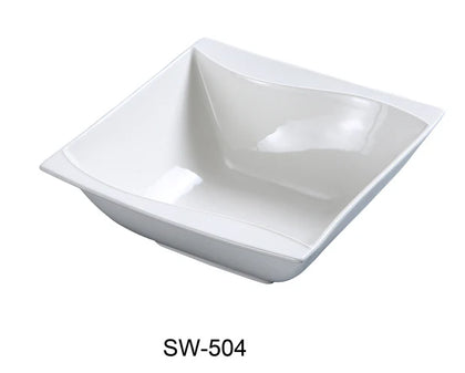 This bowl features an elegant square shape with a 