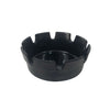 4-inch diameter black plastic ashtray, durable and lightweight with deep bowl design, ideal for smoking areas, patios, and commercial venues. Easy to clean and maintain, long-lasting performance.