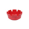 4-inch diameter red plastic ashtray, durable and lightweight with deep bowl design for ashes, ideal for smoking areas, patios, commercial venues, easy to clean and maintain for long-lasting use.