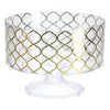 40 oz. Trifle Bowl with gold lattice design. Crystal-clear and elegant, perfect for serving trifles, layered desserts, or fruits at weddings, parties, or formal events. Durable and stylish serveware.