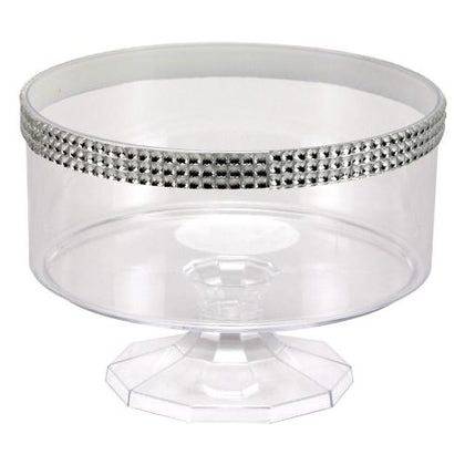 40 oz. Trifle Bowl with decorative jewel accents. Crystal-clear design perfect for serving layered trifles, salads, or fruits at weddings, parties, or gatherings. Elegant and durable serveware piece.