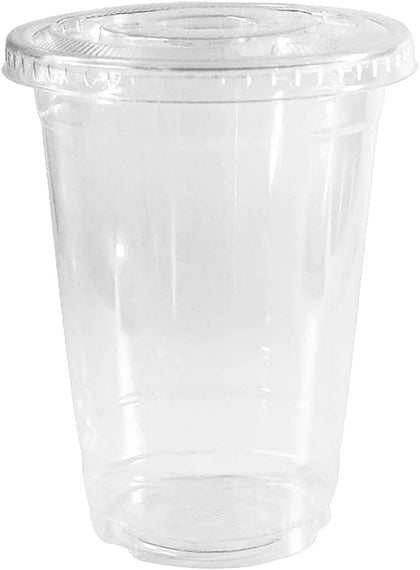 12oz Crystal Clear Iced Coffee Smoothies Plastic Cups with Flat Lids