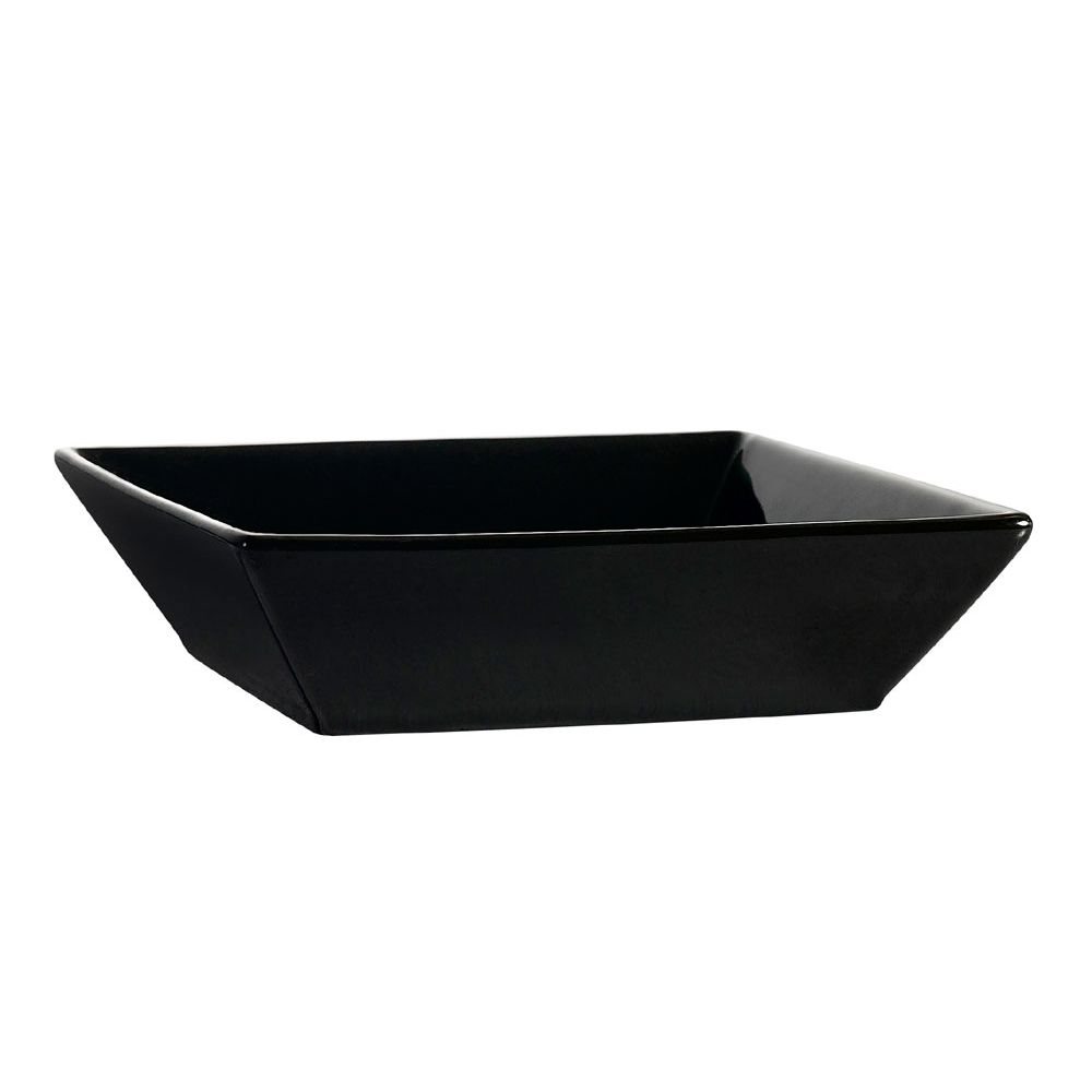 42oz black square bowl, 8-inch modern plastic dinnerware, durable serving bowl, scratch-resistant and stain-resistant, stylish catering bowl, perfect for restaurants, events, and home dining.