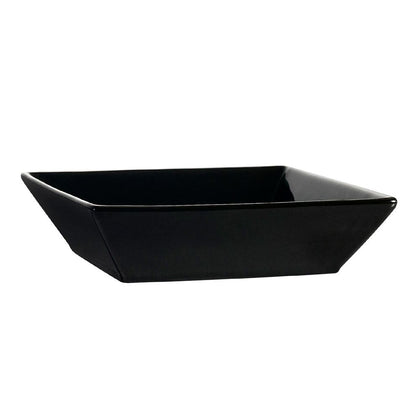 42oz black square bowl, 8-inch modern plastic dinnerware, durable serving bowl, scratch-resistant and stain-resistant, stylish catering bowl, perfect for restaurants, events, and home dining.