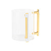 clear wash cup with black handles, clear ritual wash cup with white handles, clear Netilat Yadayim cup with black and gold handles, clear handwashing cup with white and gold handles, acrylic-handled clear Netilat Yadayim cup