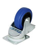 4-inch caster with brake, featuring a blue wheel for secure mobility and stable use in commercial and industrial settings.