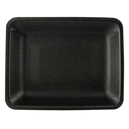 black foam meat tray, 9.25x7.18 inches, ideal for fresh food packaging.